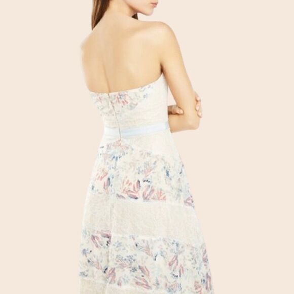 BCBGMAXAZRIA Elle Strapless Floral Print and Lace Gown Size 4 - Picture 4 of 16